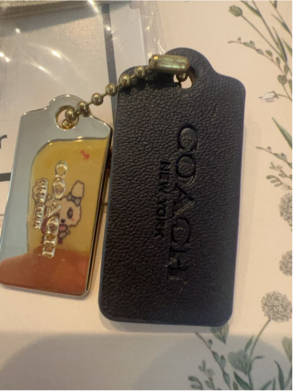 NEW Coach Gold-tone Charm Pendant + Black/brown Luggage Tag Mini Bag Charm FIRM - Picture 2 of 6